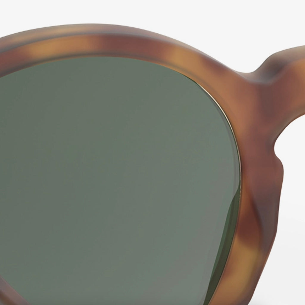 Rubber sunglasses with tortoise frame and green lenses by Izipizi in Amsterdam Netherlands