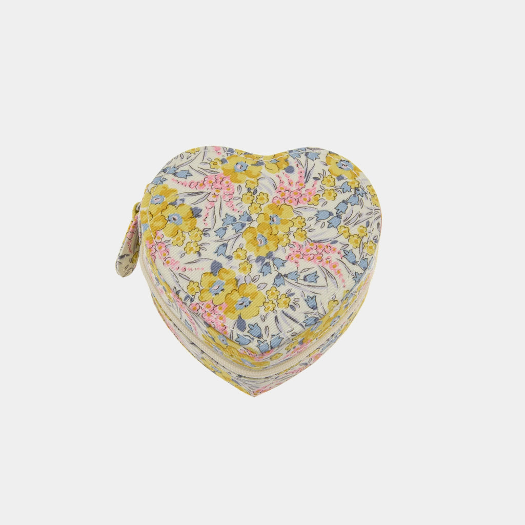 Bon Dep sieradendoos heart jewelry box in liberty of london yellow pastel flowers in Amsterdam Nederlands