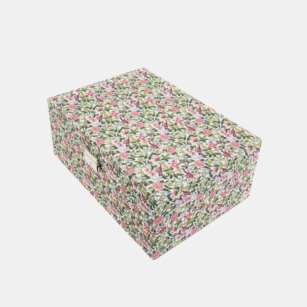 Large jewelry box with Liberty Strawberry Tree Green fabric by Bon Dep in Amsterdam Netherlands