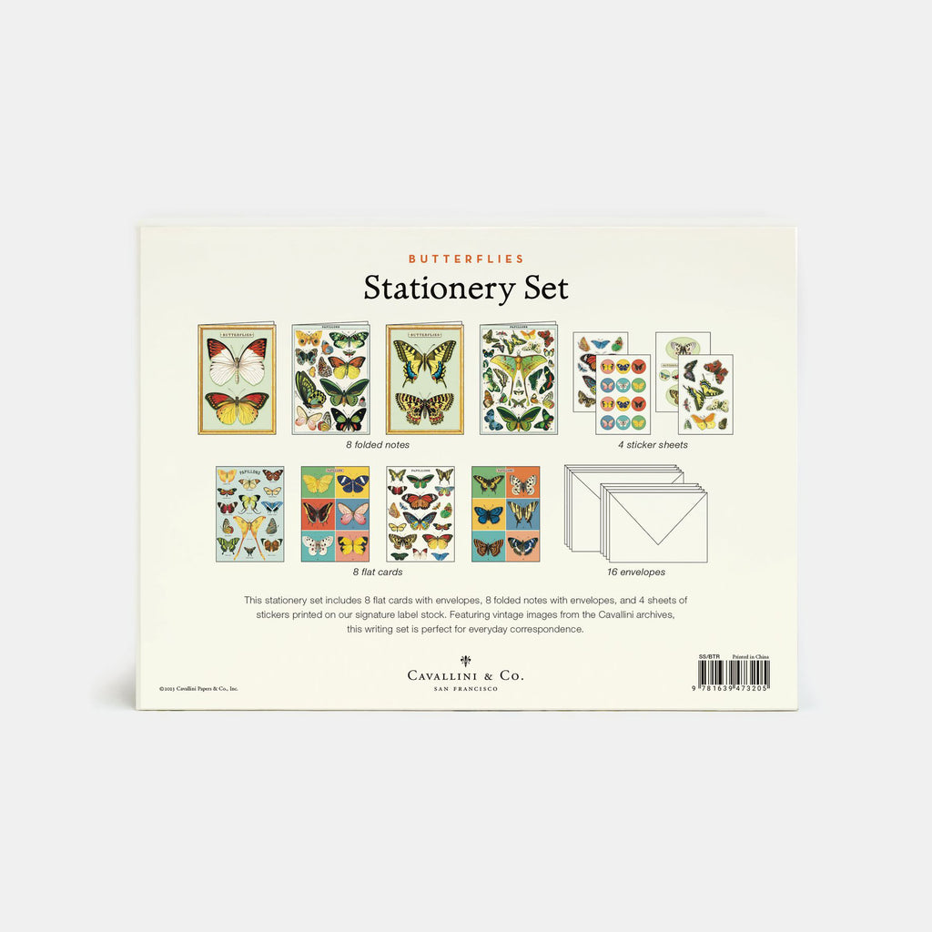 Notecard briefpapier set met vlinders uit vintage illustraties van Cavallini & Co in Amsterdam Nederland