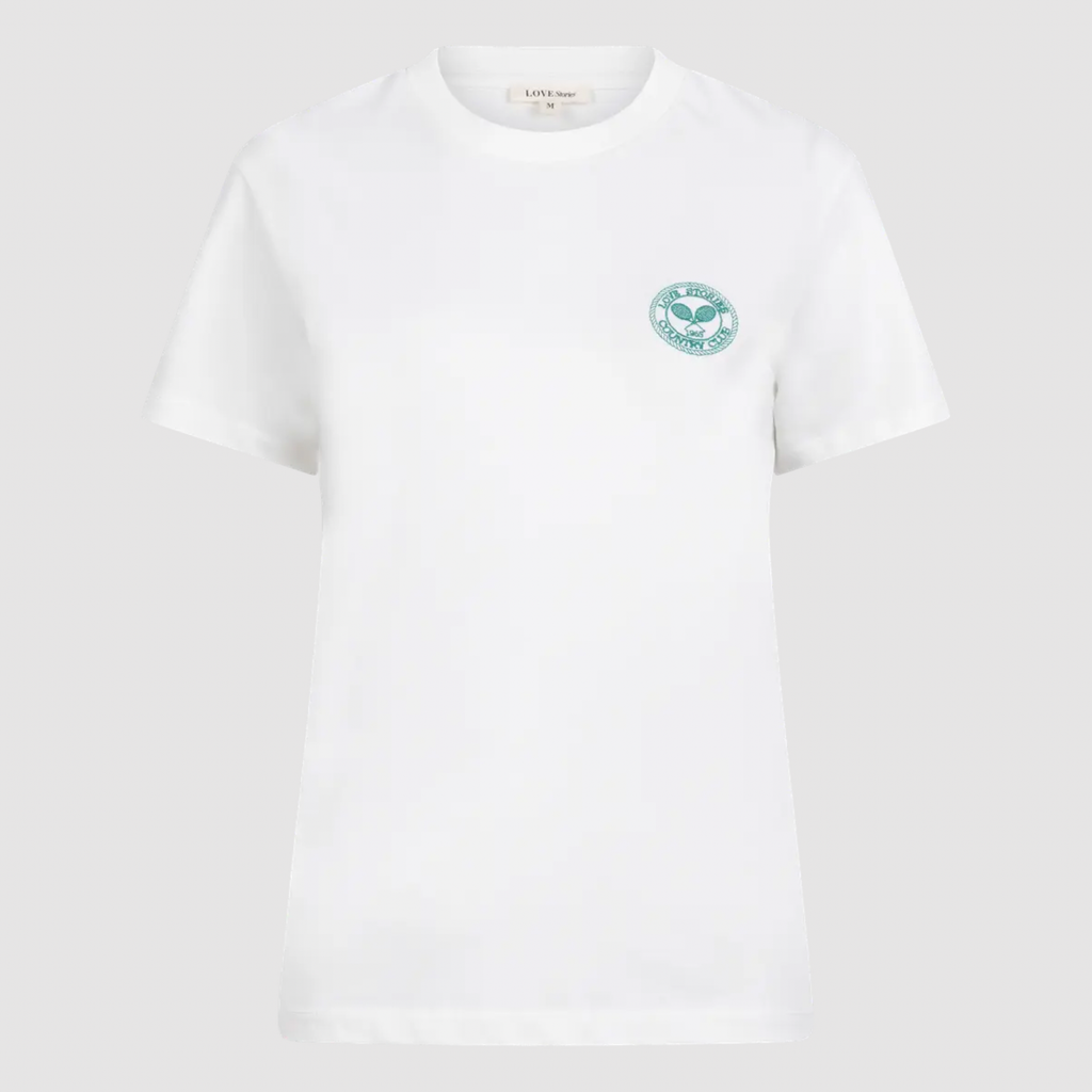 Love Stories Charlet White Cotton Jersey T-Shirt with Logo in Amsterdam Netherlands