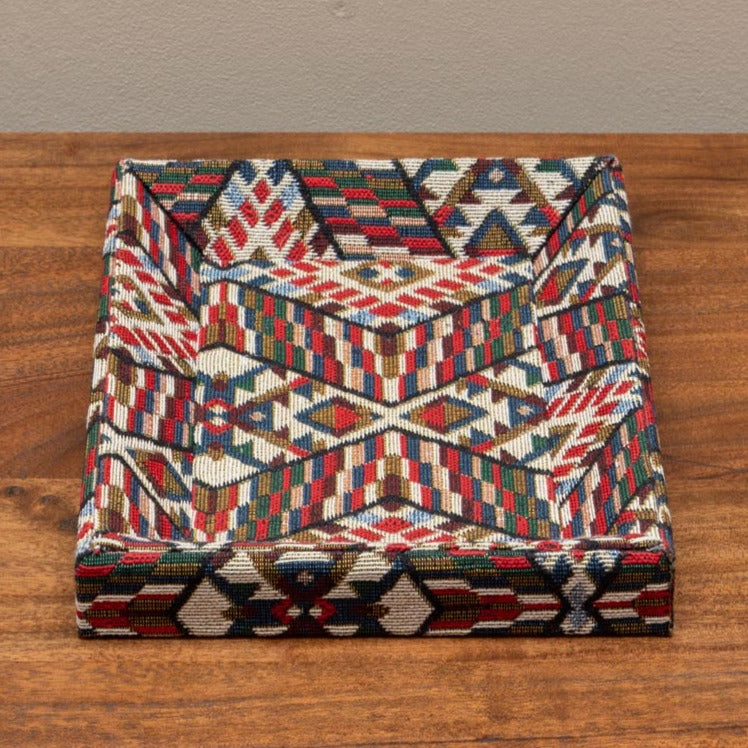 Catch-all tray for desk in geometric woven fabric by Chehoma in Amsterdam The Netherlands