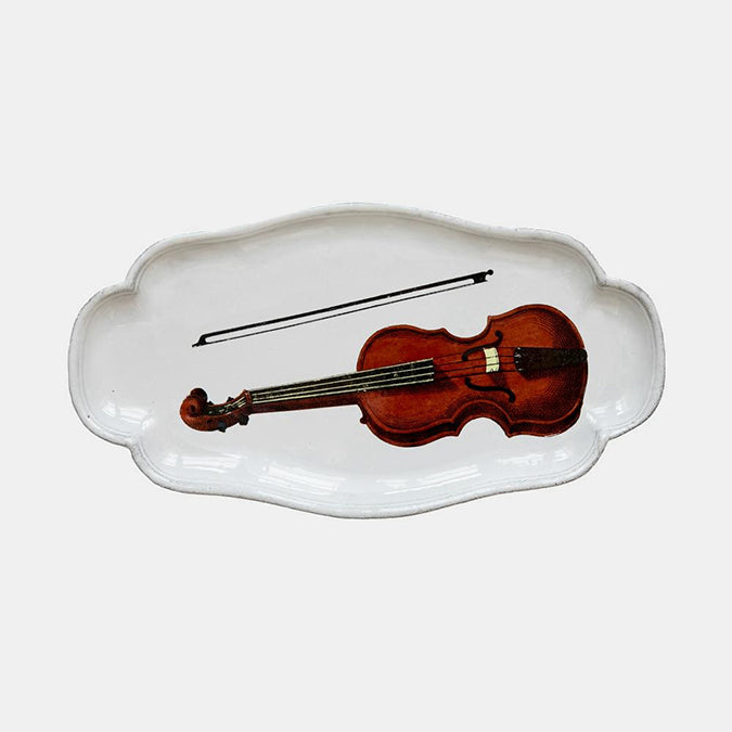 Ceramic platter dish in white with violin illustration by Astier de Villatte in Amsterdam Nederlands
