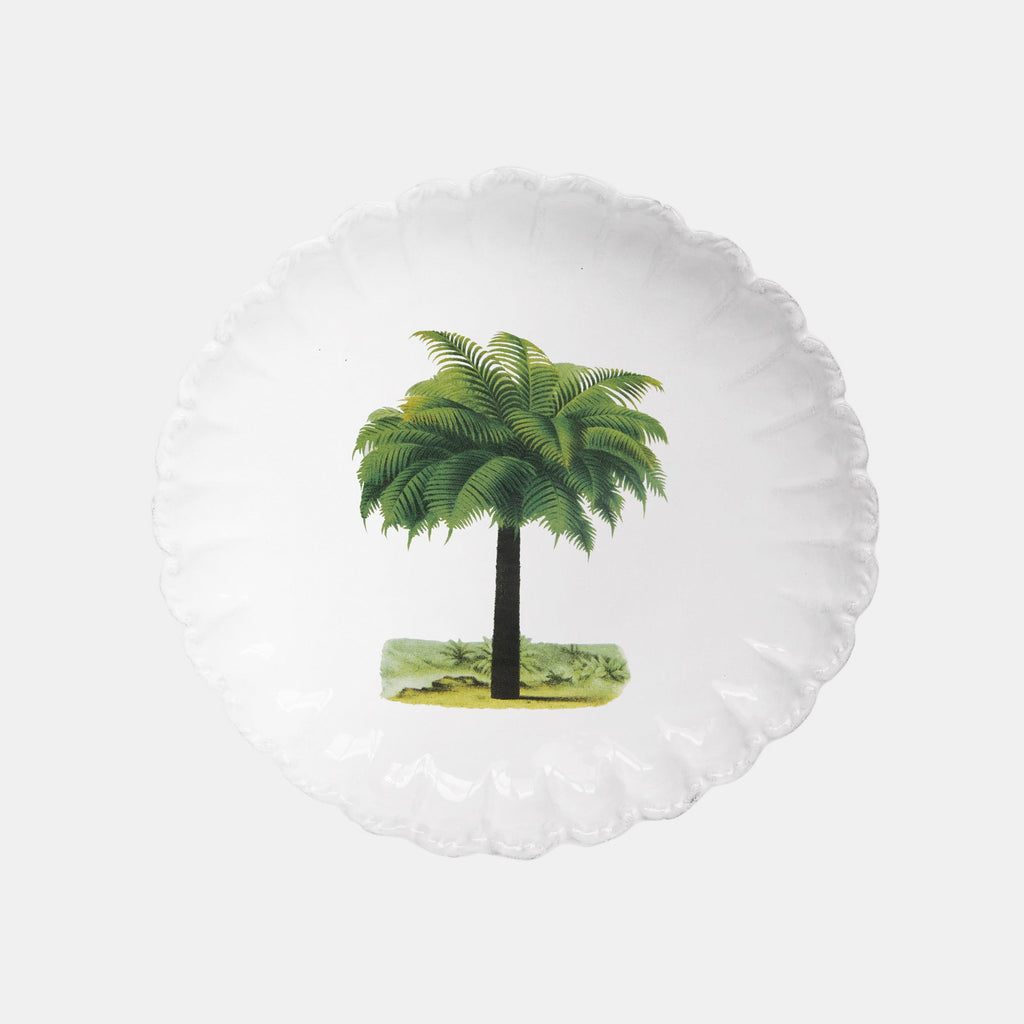 Astier de Villatte Plate with Palm Tree illustration by John Derian in Amsterdam Netherlands