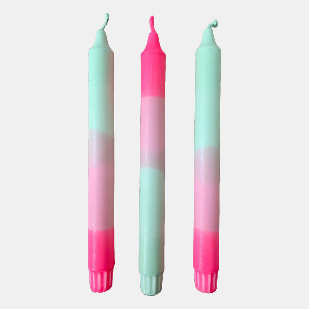 Neon tie dye table taper candles by Combo Coral in Amsterdam Nederlands