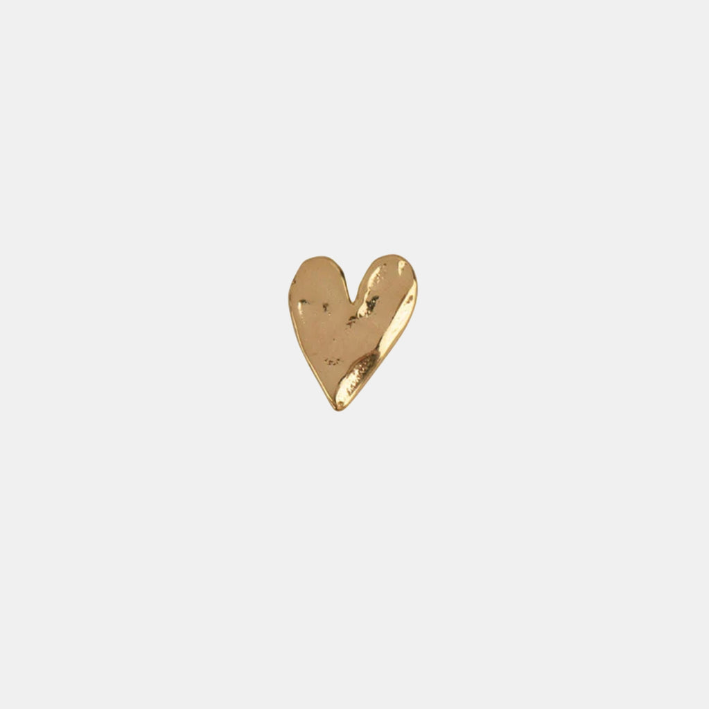 Heart stud earring gold plated by Betty Bogaers in Amsterdam Netherlands