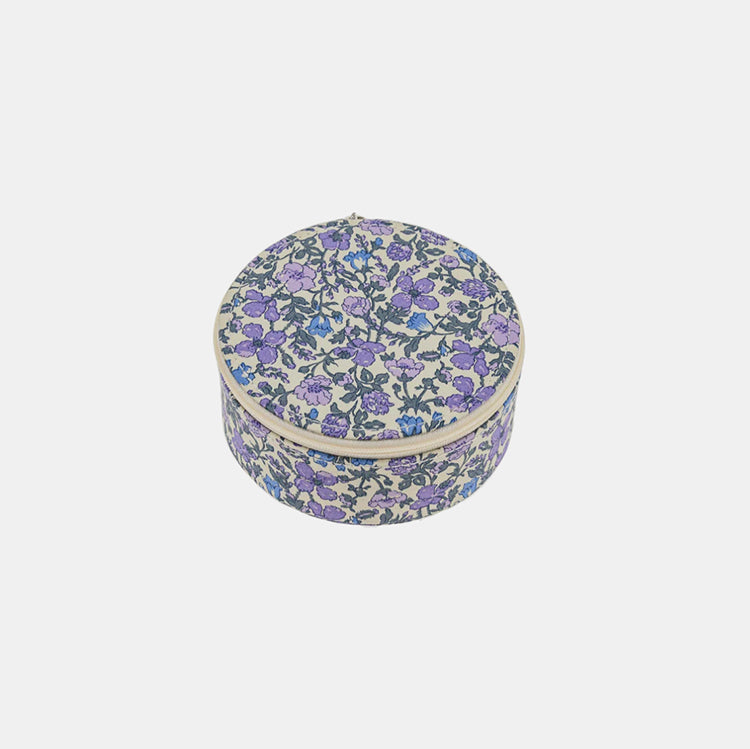 Bon Dep sieradendoos round jewelry box in liberty of london purple flowers in Amsterdam Nederlands