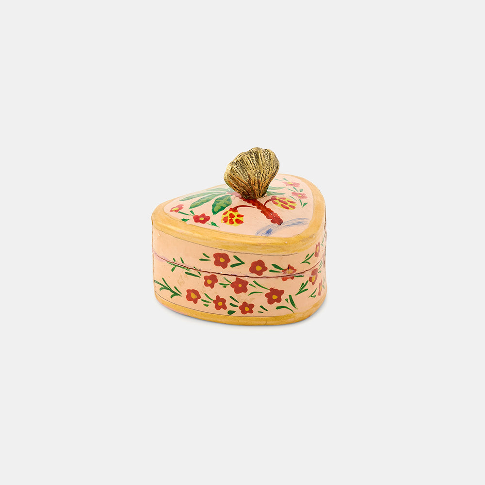 Small handpainted heart box with brass handle by Doing Goods in Amsterdam Netherlands 