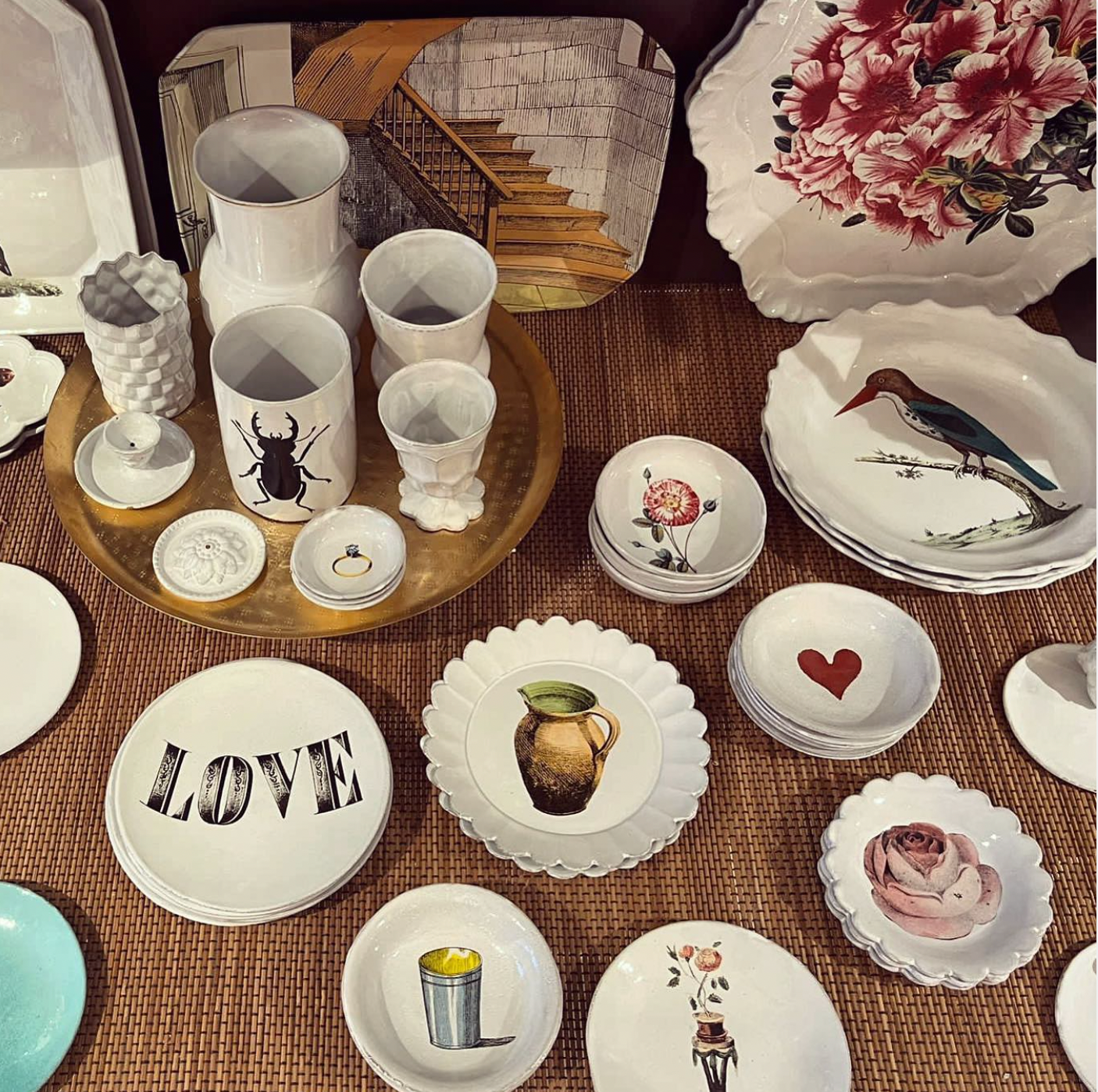 Astier de Villatte John DerianHeartプレート ASTIER DE VILLATTE + John Derian Cupid ceramic plate | NET-A-PORTER