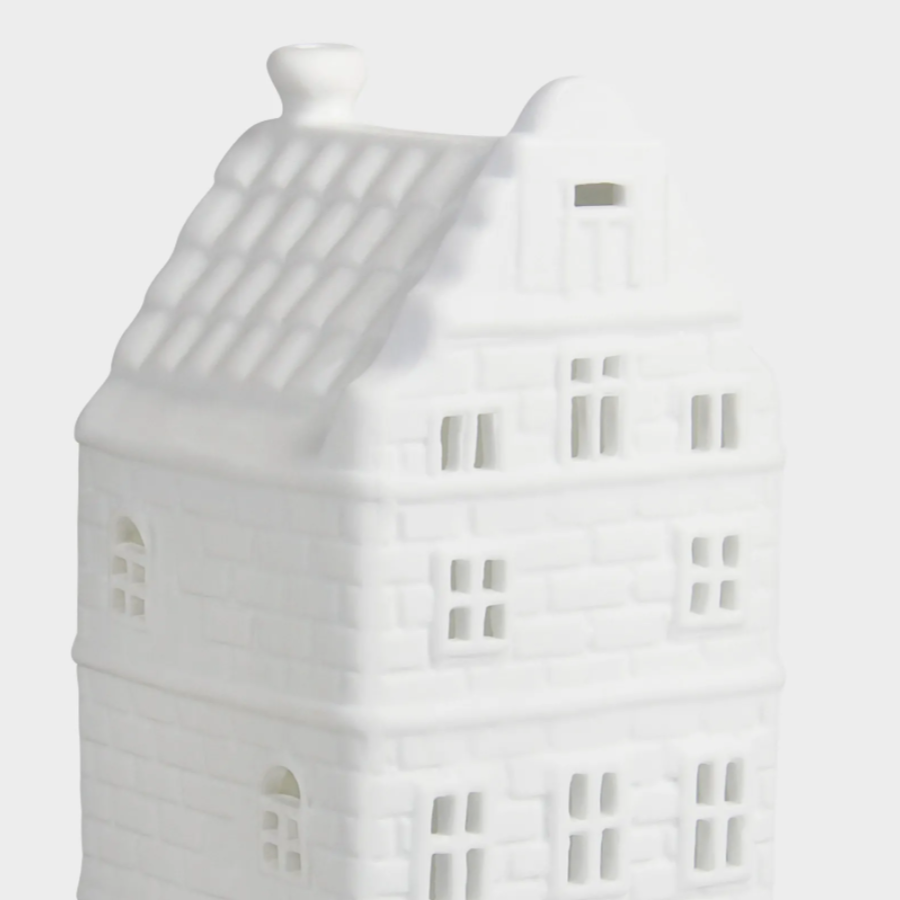 Ceramic Canal House Tea Light Holder with windows wave close up