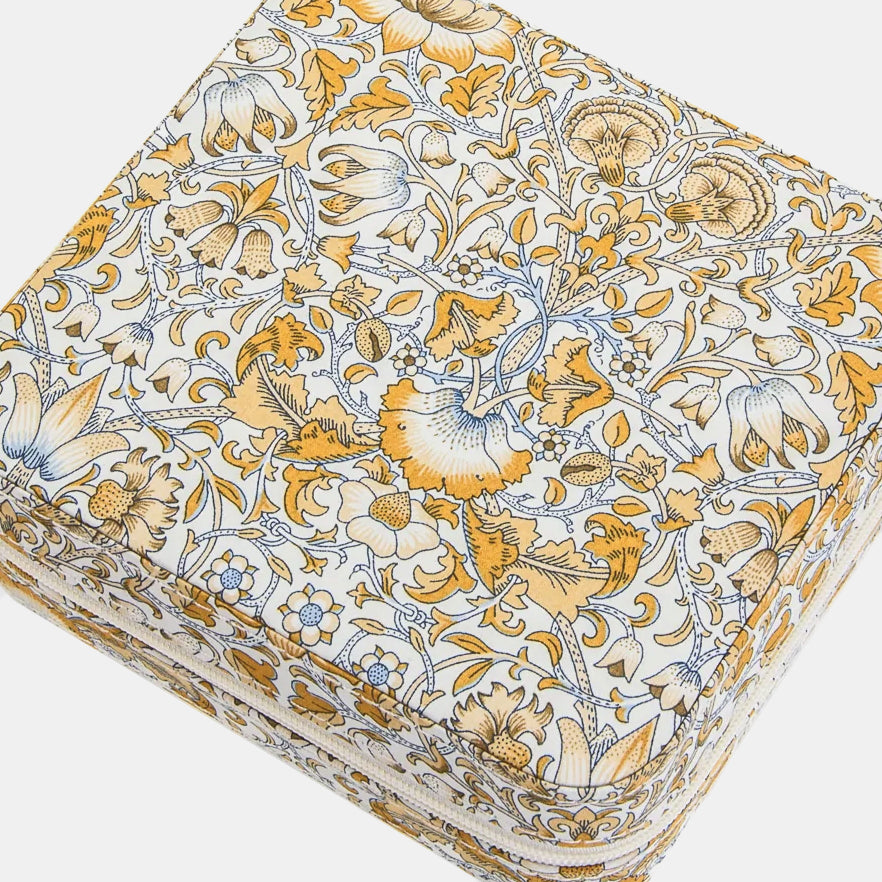 Liberty Jewelry Box Square yellow and light blue floral close up