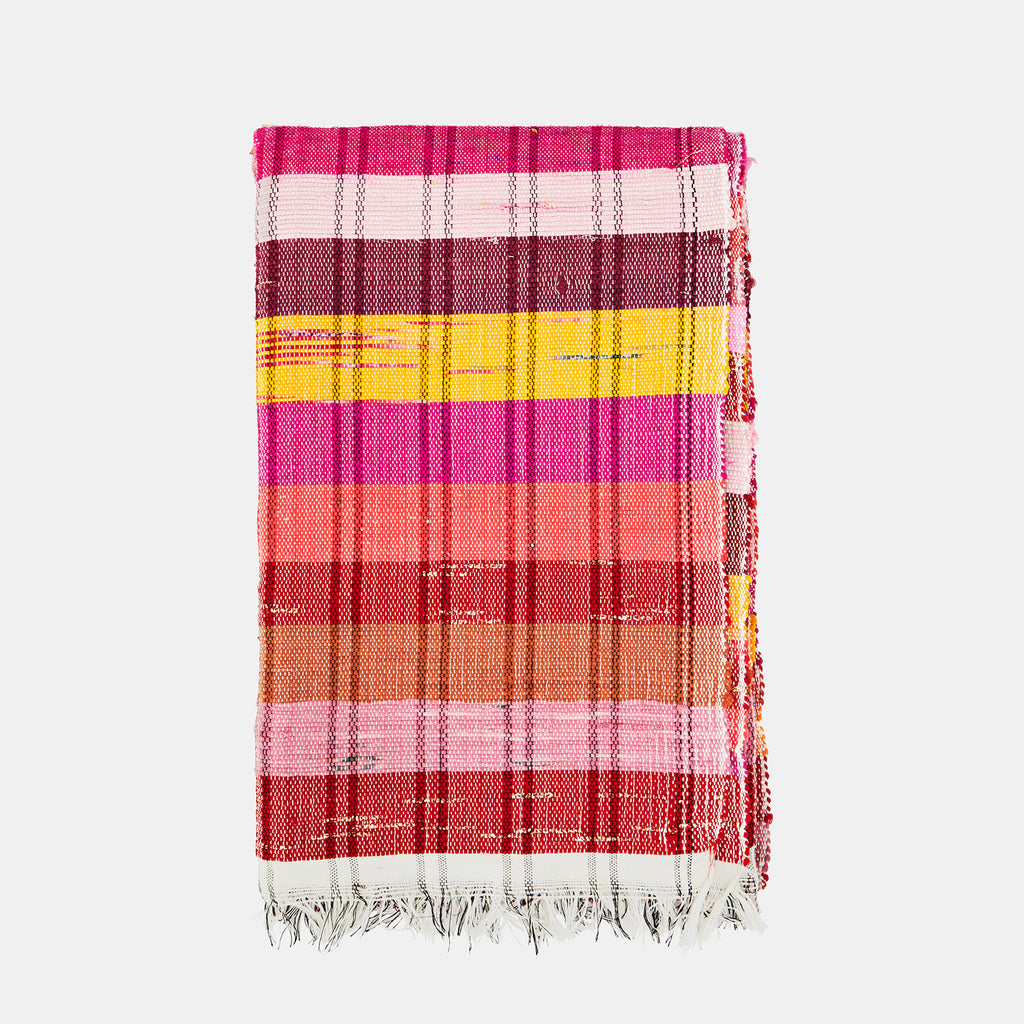 Cotton rag throw in stripes and colors by Madam Stoltz in Amsterdam Nederland