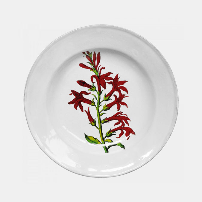 ceramic plate with red flower