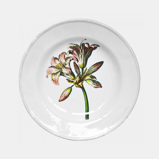 Ceramic plate with pink flower