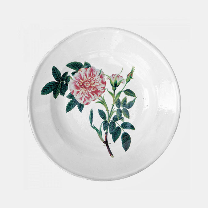 Ceramic white plate with maple rose