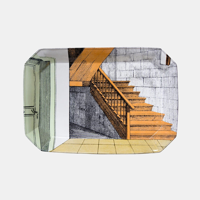 Ceramic platter dish with robust drawing of stairs by Astier de Villatte in Amsterdam Nederlands